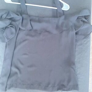 Size 8, black tank top with ruffled sleeves